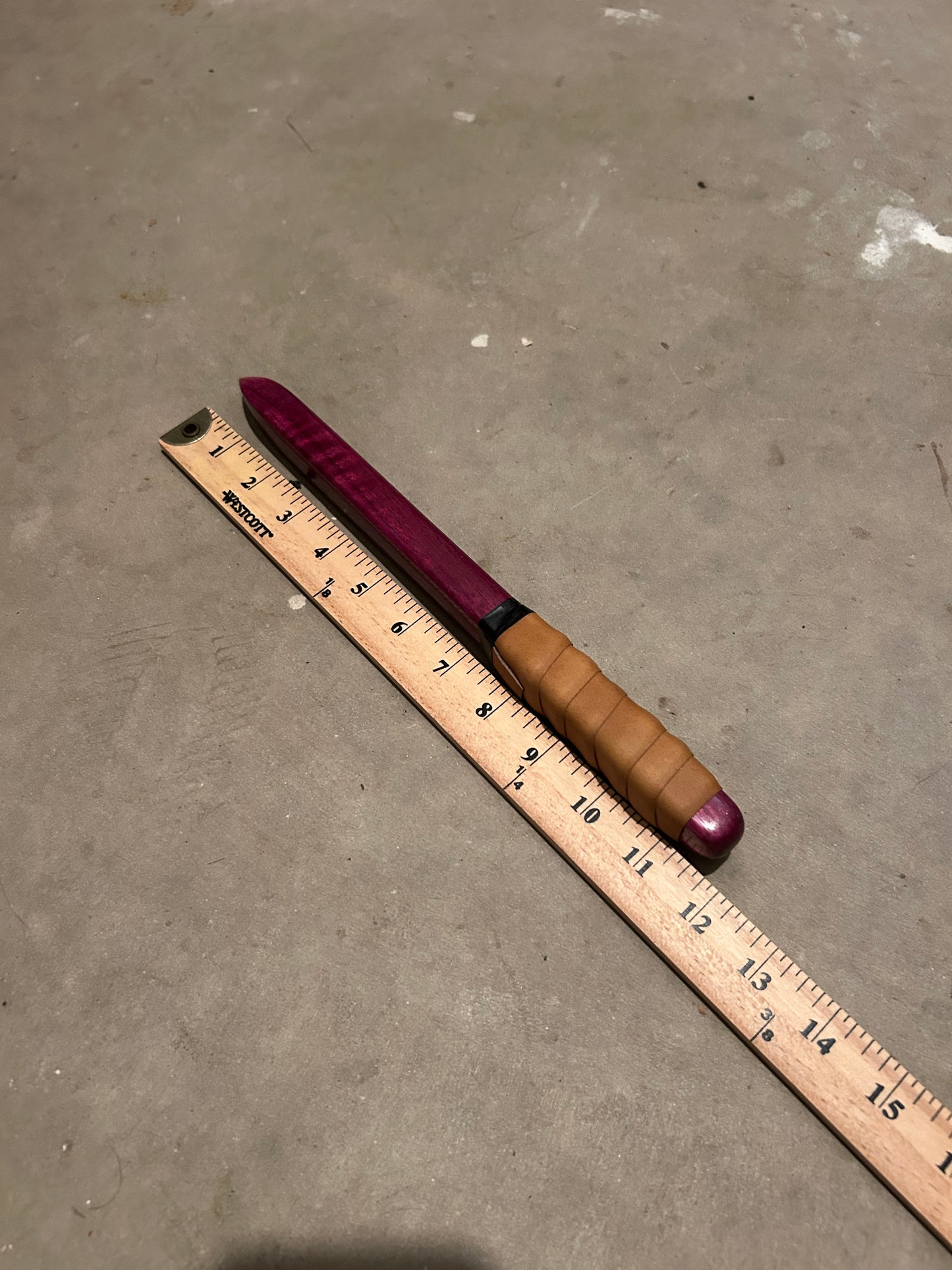 Vampire Hunter Slayer Stake - Purpleheart with leather handle - 12 inches