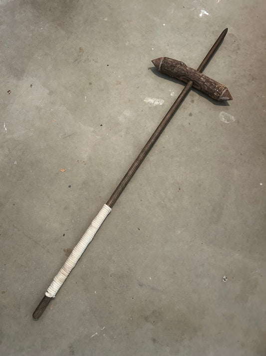 Vampire Hunter Slayer Stake Hammer Staff - "The Sagging Cross" - 60 Inch Hardwood Shaft + 16 Inch Oak Stake Head